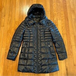 KENNETH COLE New York Hooded Black Packable Puffer Jacket Coat Women’s Medium
